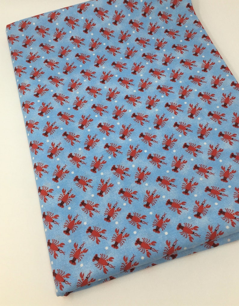 Lobster Polka Dots Fabric Ocean Blue Fabric Quilting Fabric | Etsy