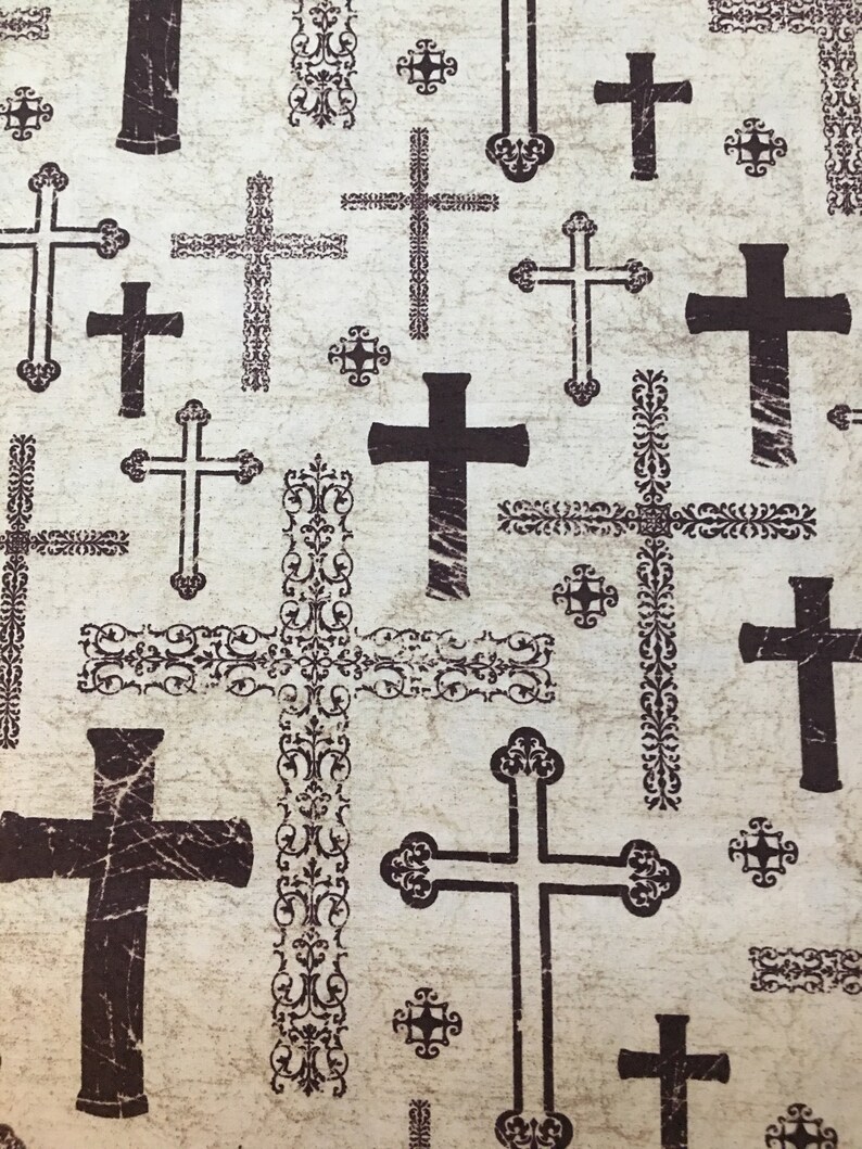 Brown Crosses Fabric Religious Christian Fabric Fabric by Etsy