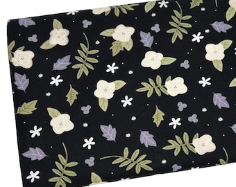 Black and White Flowers Fabric, Black Roses, Fabric by the yard, Fat Quarter, Quilting, Apparel, 100% Cotton, R1-4