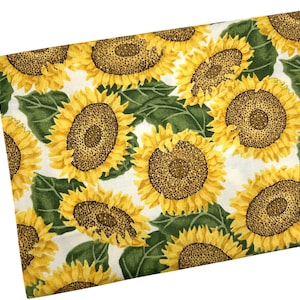 Yellow Sunflower Fabric by Spring Industries, Floral Fabric by the yard, Quilting, Apparel, 100% Cotton