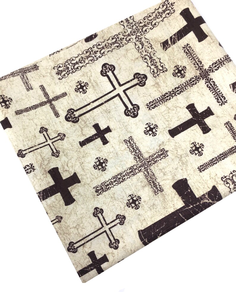 Brown Crosses Fabric Religious Christian Fabric Fabric by Etsy