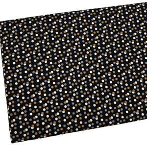 Brown Polka Dots on Black Fabric, Fabric by the yard, Quilting, Apparel, 100% Cotton