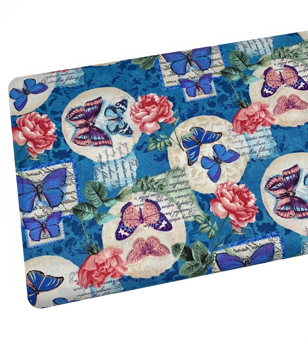 Butterflies and Flowers Fabric by Lisabelle Art Studio for Etsy
