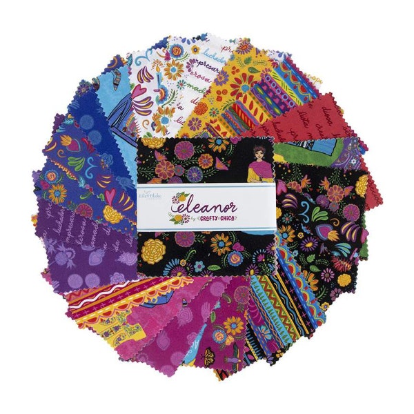 Eleanor 5" Stacker, 42 Pieces, Riley Blake Fabric Charm Pack, Quilt Blocks Fabric, Precut Fabric, 100% Cotton