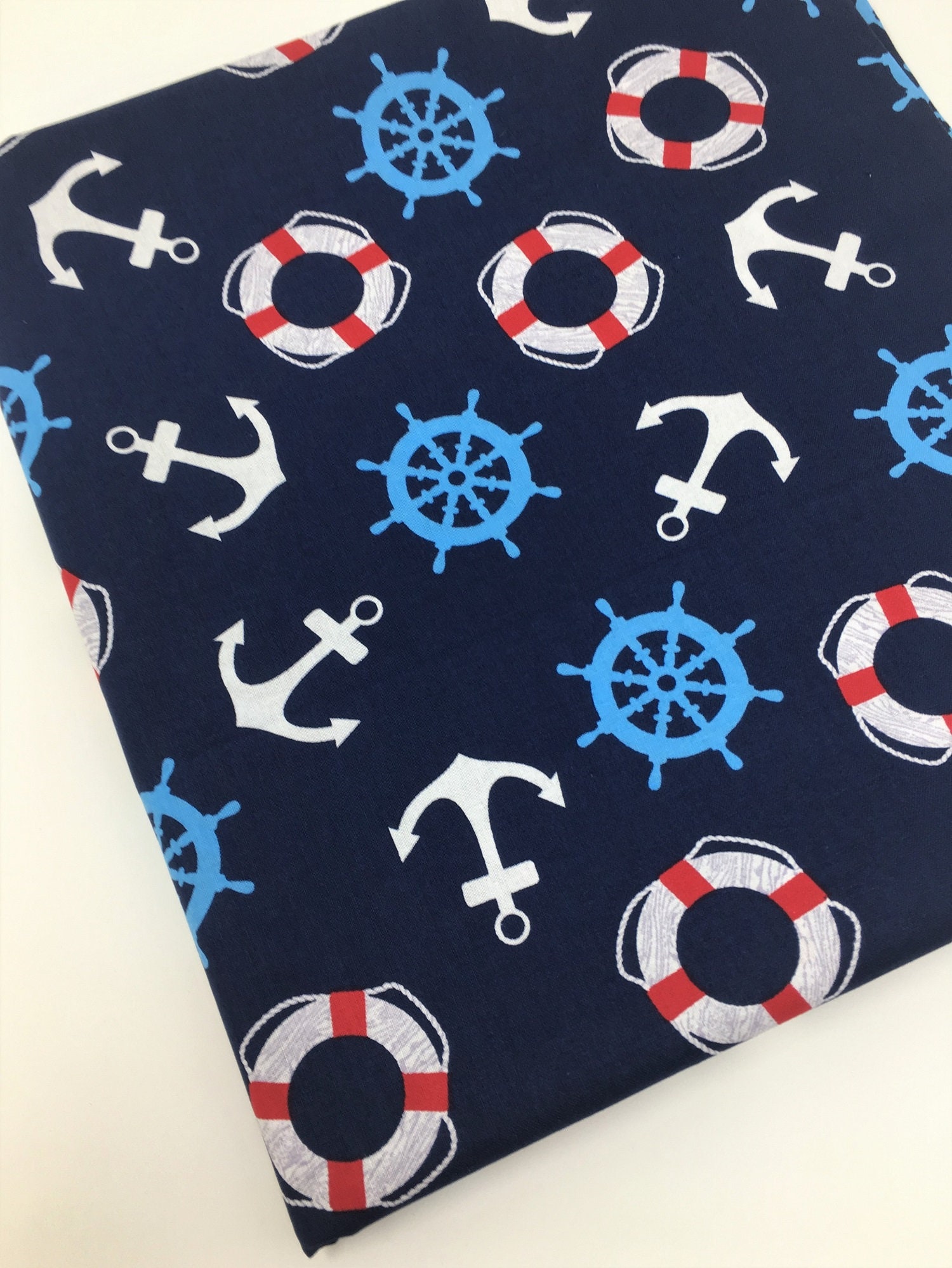 Navy Nautical Fabric, Ships and Boats, Fabric by the yard, Fat Quarte…