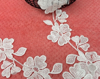 White Floral Lace 1.5", Decorative Trim for Sewing, Dress Embellishment, Trim by the Yard A-49