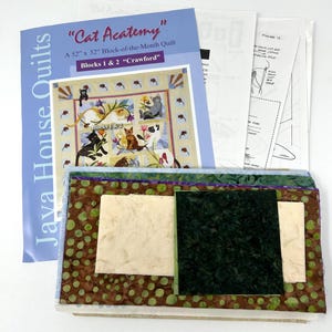 Cats Acatemy Blocks 1&2 Crawford Pattern, Quilt Kit by Karen Brow, Pattern and Fabric Included