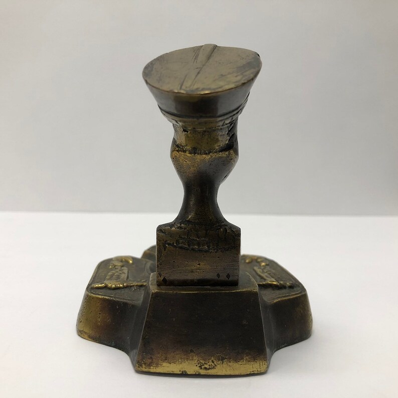 Vintage Egyptian Pharaoh Metal Ashtray Tobacciana Brass Folk Ornate Incense
