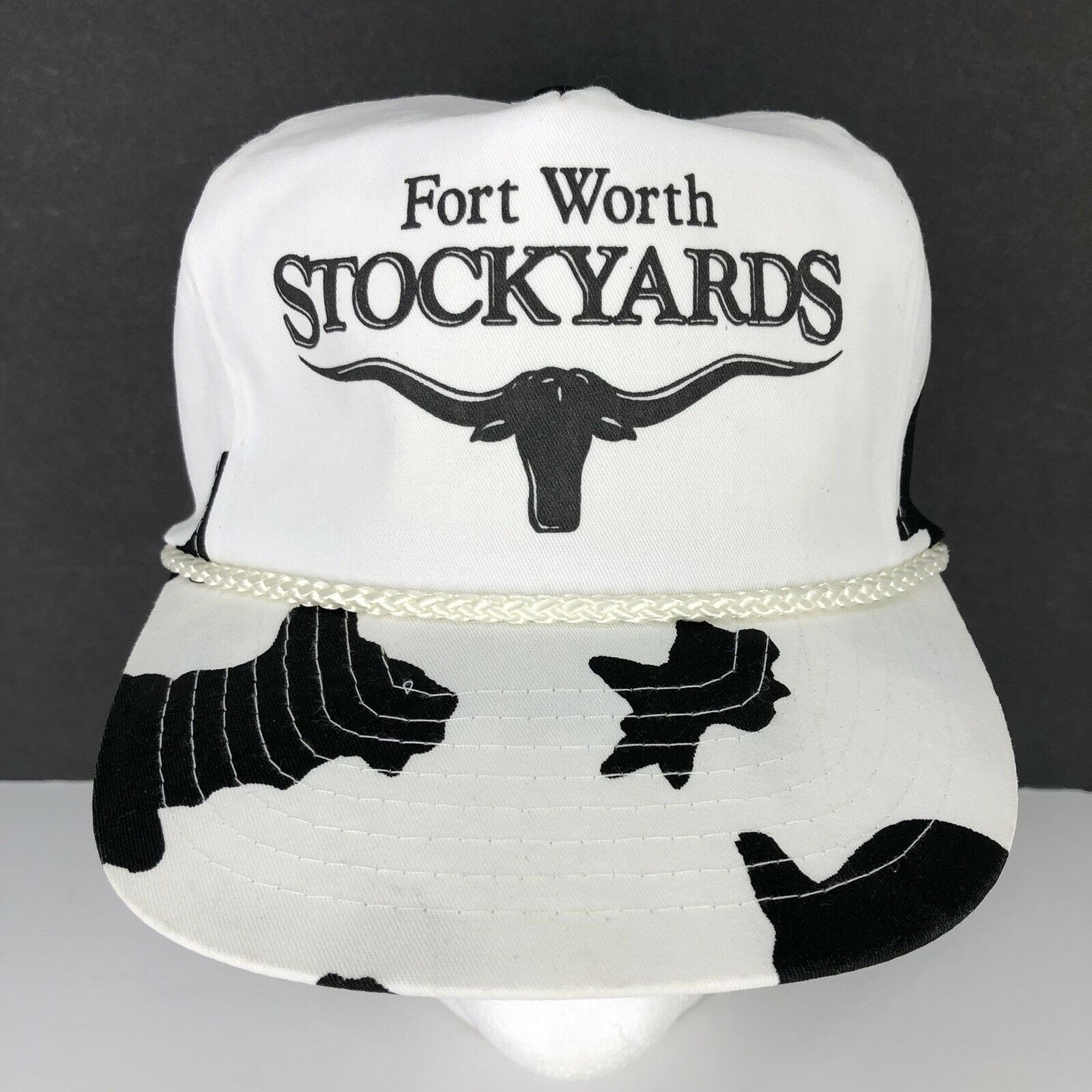 Vintage Fort Worth Stockyards Mens Snapback Cap Hat Cow Print Etsy