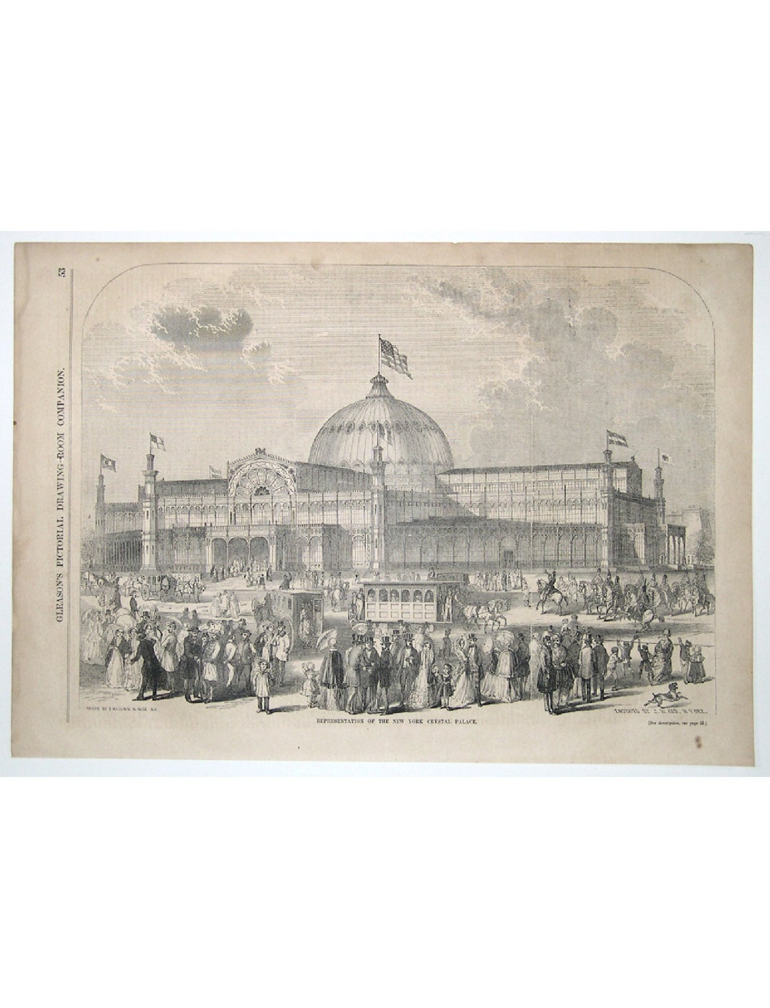 New York Crystal Palace 1853 Gleasons Pictorial Drawing Etsy