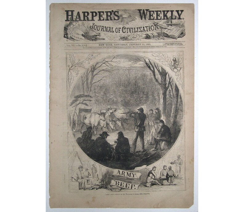 Army Beef \u2013 1863 \u2013 Civil War Woodcut