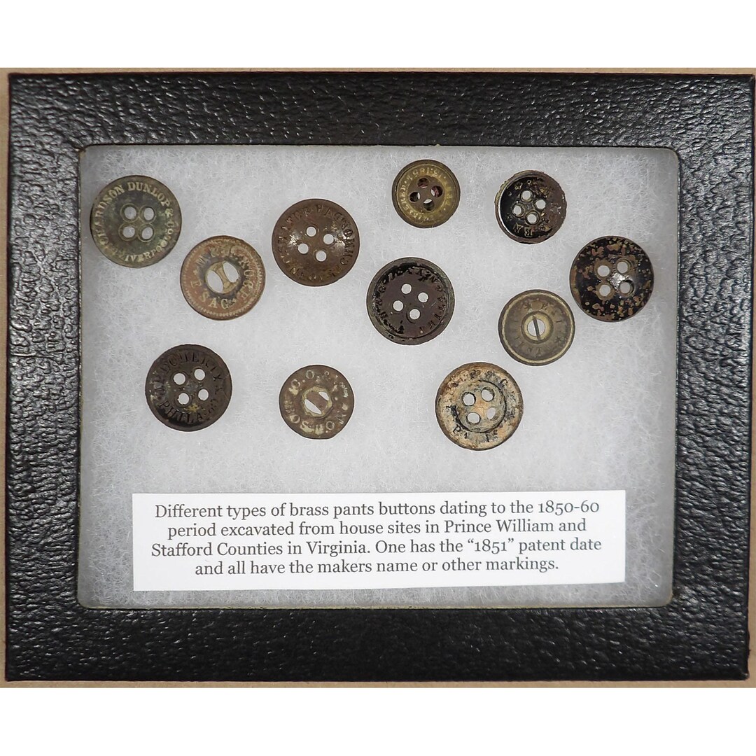 Brass Pants Buttons – 1850–60’s – Maker Marked - Excavated in Virginia ...