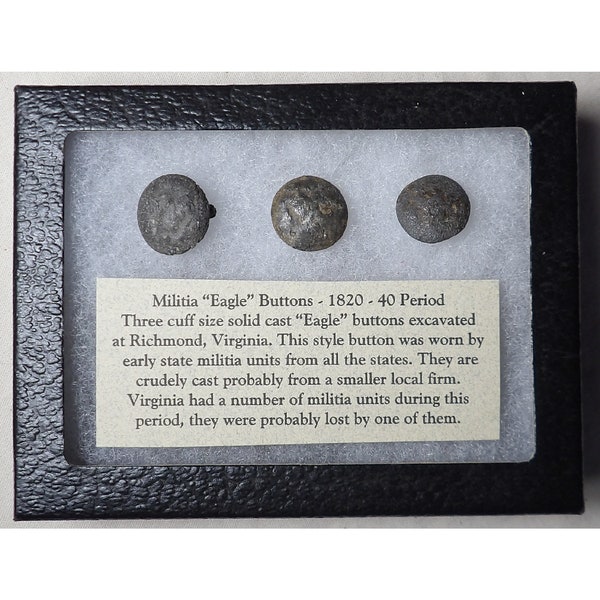 Militia “Eagle” Buttons - 1820 - 40 Period - Richmond, Virginia