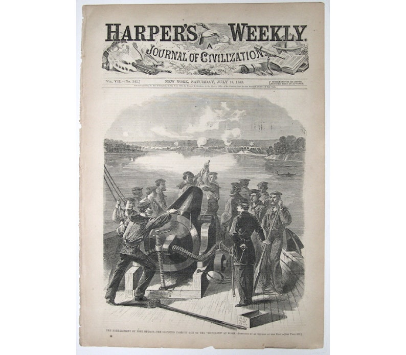 Louisiana \u2013 Port Hudson \u2013 Federal Navy 1863 \u2013 Civil War Woodcut