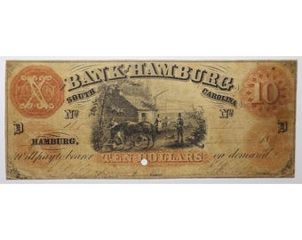 1850’s South Carolina Currency – “Bank of Hamburg” – 6729
