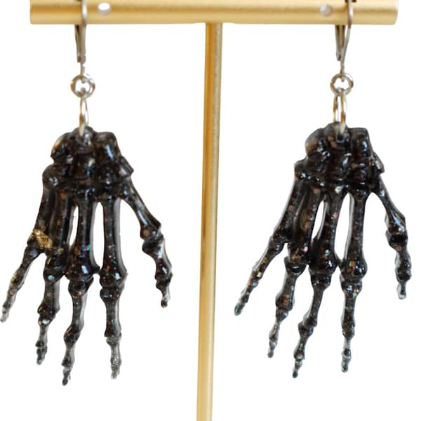 Skeleton Hand Resin Earrings for Halloween or Dia De Los Muertos (Day Of The Dead) **** Made to Order & Gift Wrapped