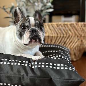Modern Black Pillow Bed Cover, Dark Neutral Pet Bed Cover, Washable Dog Bed Duvet, Dog Bed With Name, Replacement Dog Bed Cover, Custom Bed