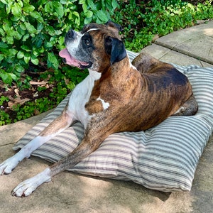 Ticking stripe dog bed sale