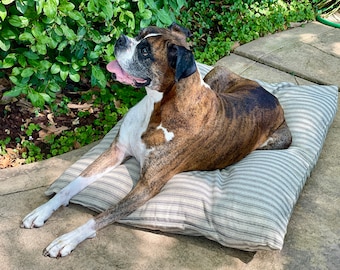 Ticking Stripe Dog Bed Cover / Black and Tan Striped Pet Bed Cover / Dog Bed Duvet / Farmhouse Dog Bed Cover for small to large dogs