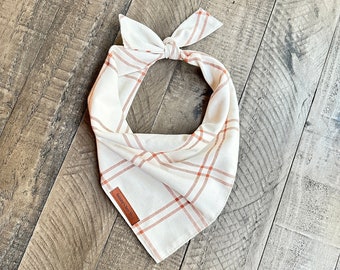 Cream Check Bandana, Personalized Fall Dog Bandana, Vanilla Cream Check Neckwear, Fall Pet Bandana, Fall Decor, Custom Pet Clothing, Gingham