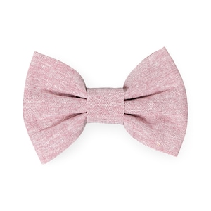 Wedding Dog Bow Tie, Berry Pink Pet Collar Accessory, Engagement Linen Bow Tie, Birthday Gift For Dog, Dog Party Accessory,  Pet Bow Tie