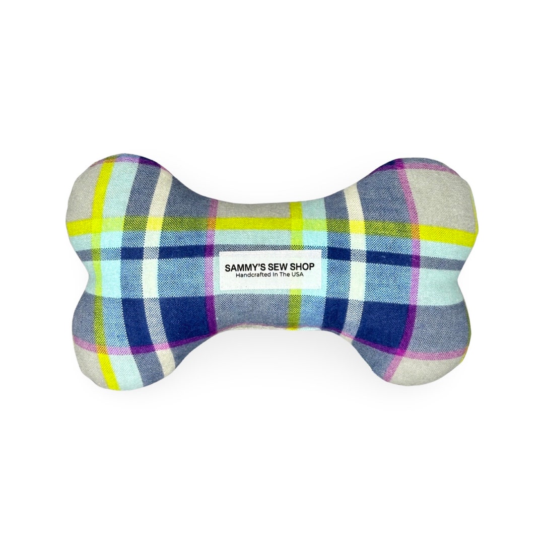 Spring Dog Bone Toy, Purple Check Dog Chew Toy, Sustainable Pet Toy ...