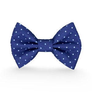 Dark Blue Pin Dot Dog Bow Tie, Wedding Bow Tie, Dog Bow Tie For Collar, Boat Bow Tie, Cat Bowtie, Dog Gift, X-Small to large dogs, Cat Bow