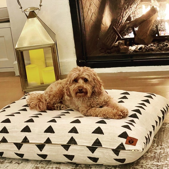 Cream Mud Cloth Dog Bed Cover Boho Triangle Pattern Dog Bed Modern Pet Bed Sustainable Pet Bedding Hypoallergenic Pet Bedding Cover Etsy Canada