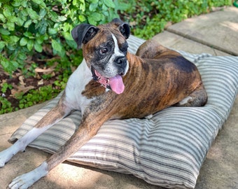 Ticking Stripe Dog Bed Cover / Black and Tan Striped Pet Bed Cover / Dog Bed Duvet / Farmhouse Dog Bed Cover for small to large dogs