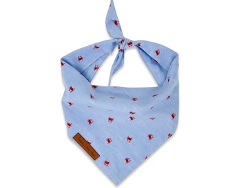 Summer Crab Dog Bandana, Soft Blue Crustacean Dog Bandana, Summer Neckwear, Nautical Dog Bandana, Crab Pet Bandana, Beach Dog Bandanas