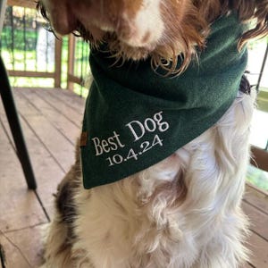 Pet Bandana For Wedding, Wedding Date Pet Bandana, Best Dog Bandana, Personalized Green Dog Bandana, Wedding Favor For Pets, Monogram
