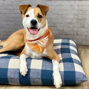 Navy Farmhouse Dog Bed Cover, Blue Check Pet Bed Cover, Blue Gingham Pet Bed Cover, Dog Bed Duvet For Small & Large Dogs, Eco Friendly bed