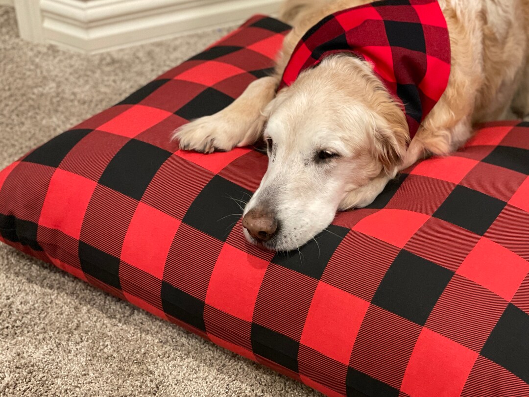 Red Buffalo Plaid Dog Bed Cover , Buffalo Check Pet Bed Duvet