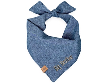 Pregnancy Announcement Blue Bandana, Personalized Big Bro Dog Bandana, New Baby Dog Bandana, Pregnancy Photos Accessories, Big Sis Pet Scarf