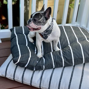 Modern Stripe Dog Bed Cover , Black Pet Bed Duvet,  Stripe Pet Bed Cover, Handmade Cover for small to large pets, Sustainable Dog Bed
