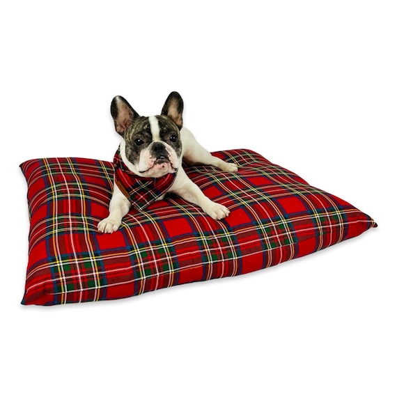 Large tartan cheap dog bed