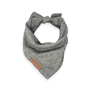 Charcoal Herringbone Dog Bandana | Fall Flannel Pet Bandana | Personalized Dog Bandana | Fall Dog Outfit | Grey Wedding Bandana