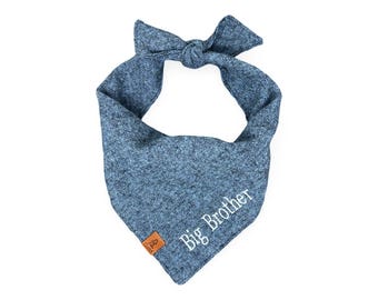 Pregnancy Announcement Big Brother Bandana, Personalized Blue Big Bro Dog Bandana, New Baby Dog Bandana, Baby Shower Reveal Pet Bandana,