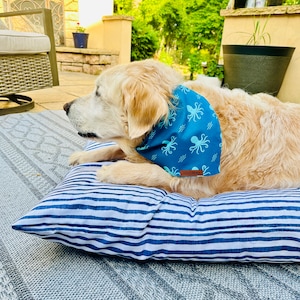 Horizon Modern Stripe Dog Bed Cover / Blue & White Striped Pet Bed Cover / Dog Bed Duvet / Replacement Dog Bed Cover for small to large dogs