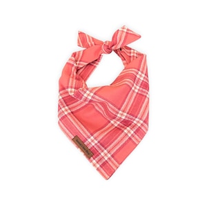 Pink Check Flannel Dog Bandana, Pink Gingham Dog Bandana, Pink Dog Neckwear, Personalized Pet Bandana, Valentine&#39;s Day Dog Bandana