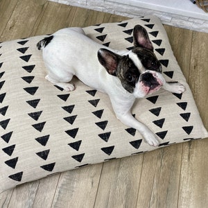 Cream Mud Cloth Dog Bed Cover, Boho Triangle Pattern Dog Bed, Modern Pet Bed, Sustainable Pet Bedding, Hypoallergenic Pet Bedding Cover image 8