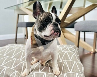 Modern Ecru Dog Bed Cover , Neutral Pet Bed Duvet,  Geometric Pet Bed Cover, Handmade Cover for small to large pets, Sustainable Dog Bed