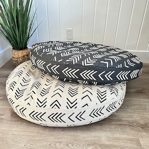 Round Mud Cloth Bed Cover, Boho Patterned Dog Bed Duvet, Modern Pet Bed, Sustainable Pet Bedding, Cream Dog Bedding With Name, Large Dog Bed