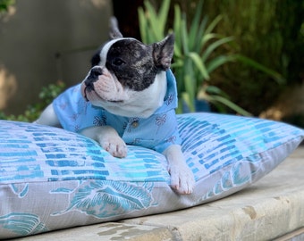 Shibori Seashell Beach Blue Pet Bed Cover, Nautical Dog Bed Duvet, Blue Durable Pet Bed Cover for small to large pets, Personalize Dog Bed
