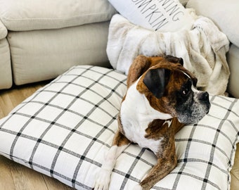 Cama para perros grandes, edredón para cama de perro con estampado de cuadros, funda para cama de perro estilo granja moderna, regalos ecológicos para mascotas, cama para perros estilo granja, cama lavable