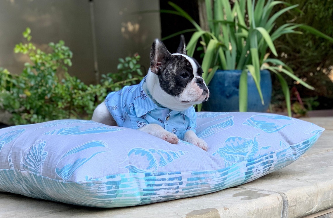 Shibori Seashell Beach Blue Pet Bed Cover Nautical Dog Bed Etsy