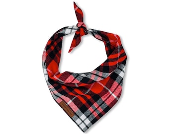 Montana Plaid Bandana, Personalized Red Plaid Neckwear, Custom plaid bandana, Dog Accessories, fall Pet clothing, Gingham Pet Wear, fall dog