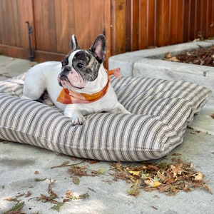 Custom Ticking Stripe Dog Bed, Classic Black and Tan Striped Pet Bed,Dog Bed Duvet, Farmhouse Dog Bed Cover for small to large dogs