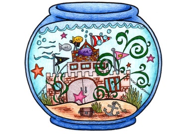 Fish Bowl Coloring Page!