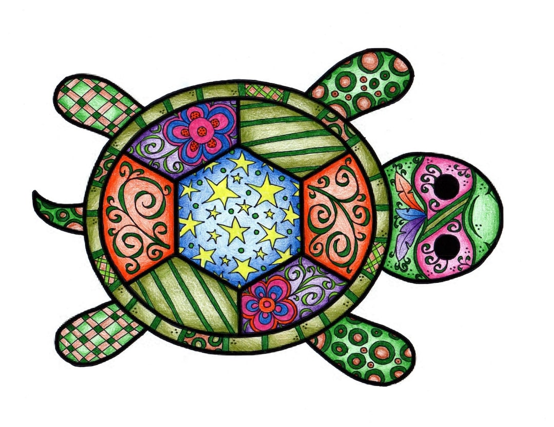 Turtle Coloring Page - Etsy